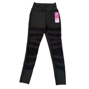 Nwt High Waisted Semi Sheer Strappy Leggings With Pockets Sexy Athletic Sporty L